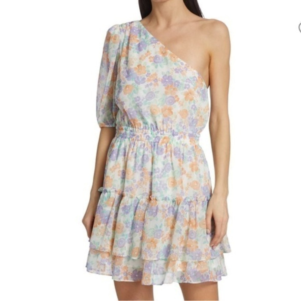 WAYF One-Shoulder Tiered Mini dress Size M